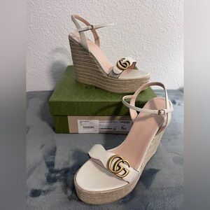 Brand New Gucci Mystic White Espadrille Clifford Wedges Size 41.5 (US 11.5)